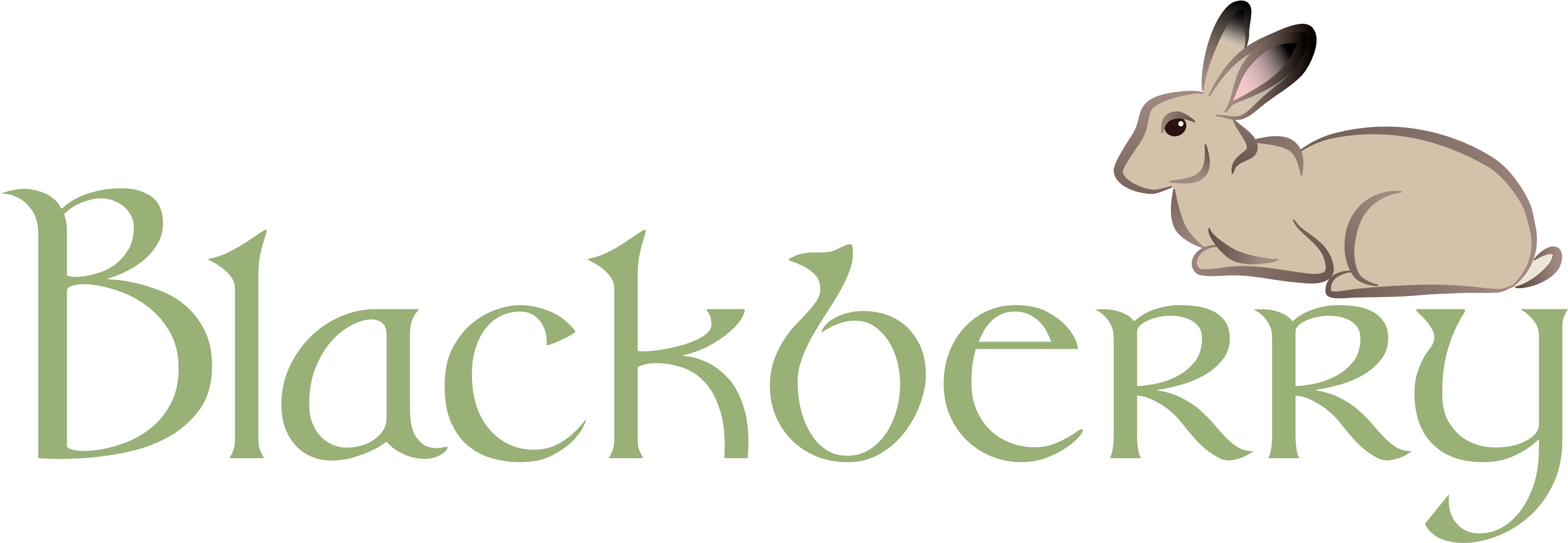 The Blackberry wordmark and illustration of Blackberry, a brown rabbit with black-tipped ears from Watership Down.